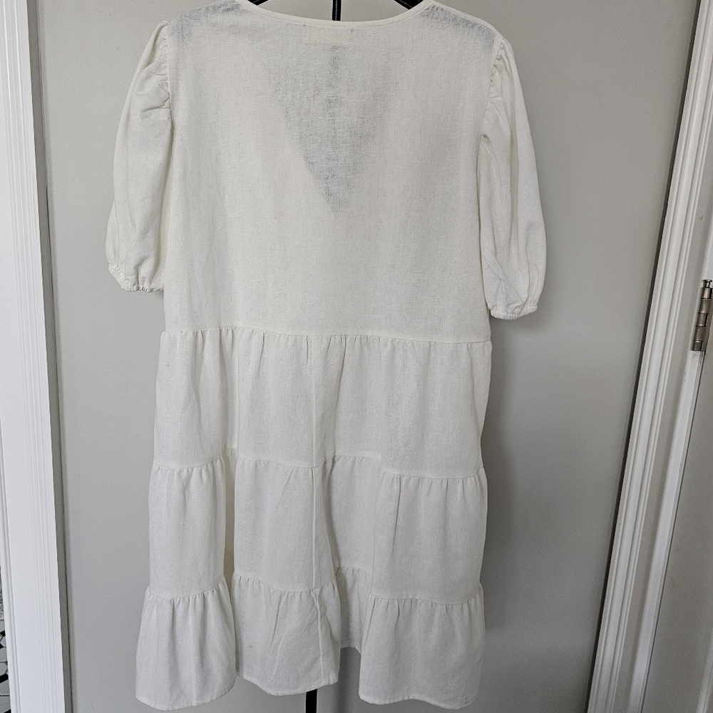 Altar’d State Womens Off White V Neck Mini Dress Size Large - Picture 2 of 4